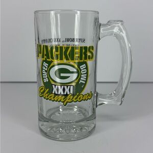 Green Bay Packers Super Bowl
XXXI NFL Football Championship Glass Beer Mug 1997